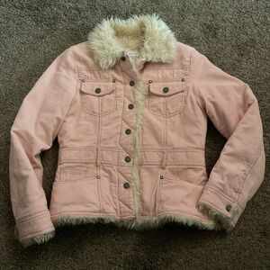 Vintage Y2K Limited Too Pink Corduroy Fur Lined Coat 16